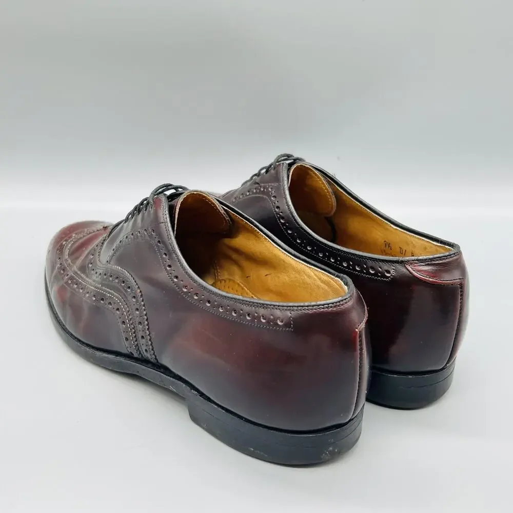 Johnston & Murphy Shoes Men 9.5 Brown Leather Executive Collection Wingtip Dress